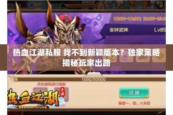 热血江湖私服 找不到新颖版本？独家策略揭秘玩家出路