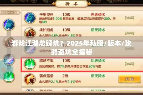 游戏江湖总踩坑？2025年私服/版本/攻略避坑全揭秘
