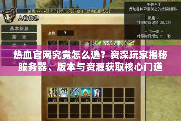 热血官网究竟怎么选？资深玩家揭秘服务器、版本与资源获取核心门道